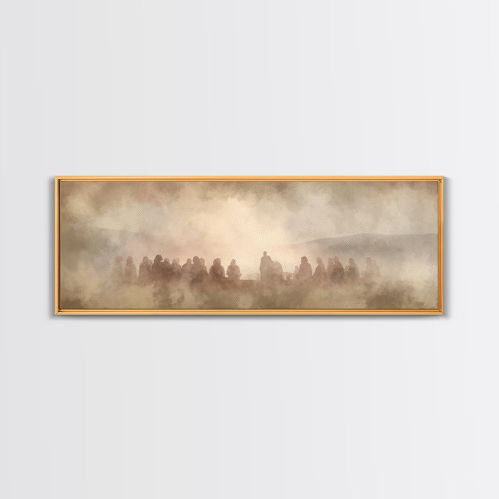 Circle Of Peace, Framed Canvas Print, Christian Decor For Home, Panoramic Painting, Jesus Art Print, Christian Art Canvas, Christmas Art