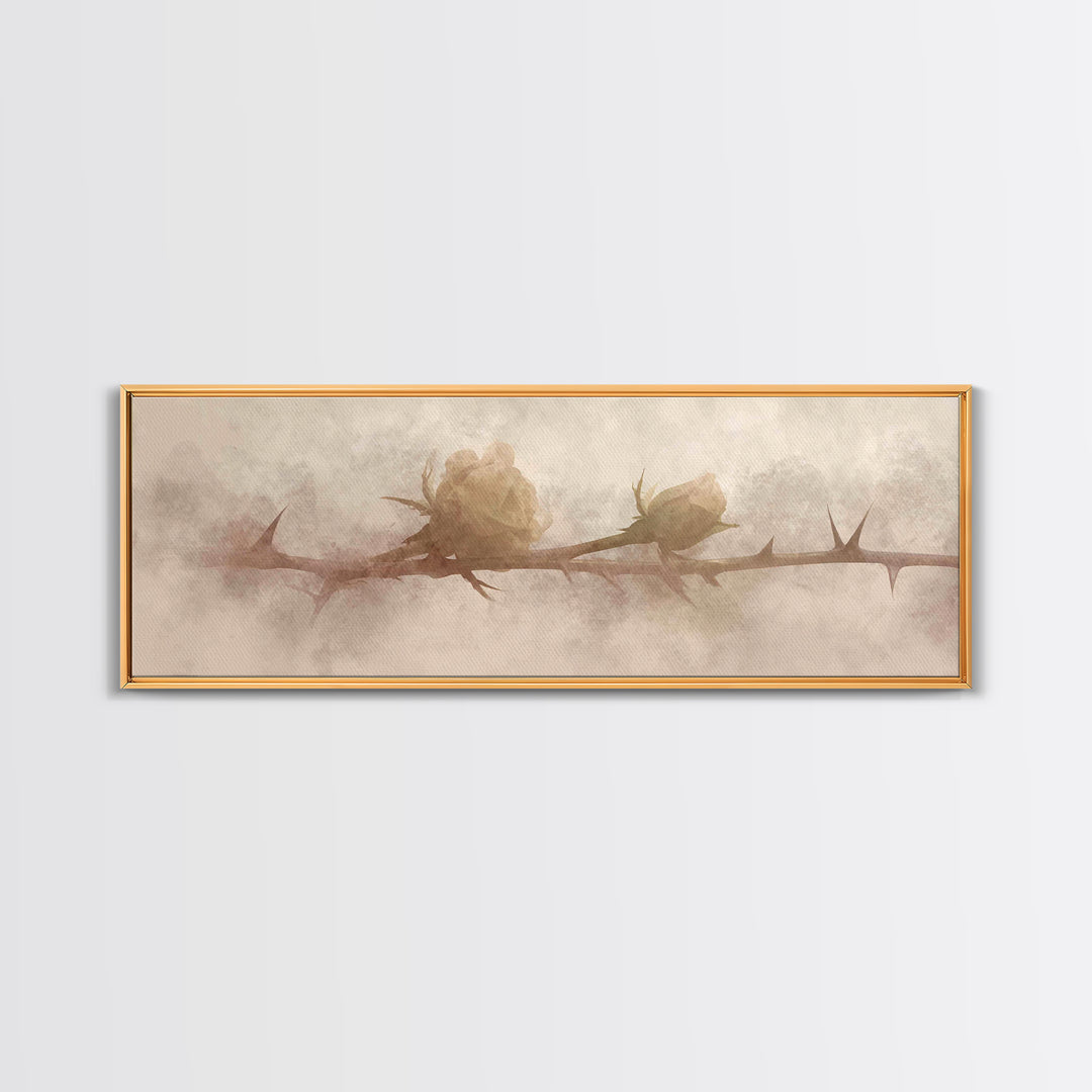 Thorned Mercy Path, Framed Canvas Print, Panoramic Wall Art, Christian Art Canvas, Christian Painting, Modern Christian Art, Christian Wall