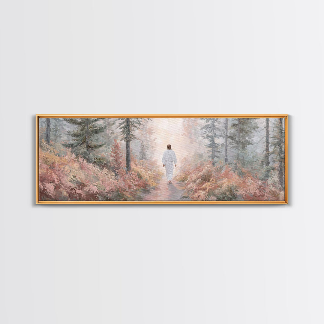 Light Of The Way, Framed Canvas Print, Panoramic Wall Art, Christian Art Canvas, Jesus Painting, Christian Christmas Art, Christian Wall Ar
