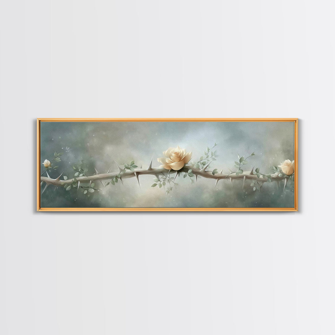Risen Rose Light | Framed Canvas Print | Panoramic Painting | Christian Art Print | Christian Wall Art | Subtle Christian Art | Christian D