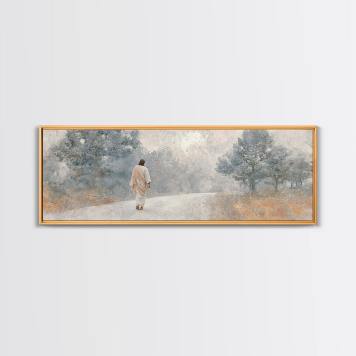 Walk Of Promise, Framed Canvas Print, Panoramic Print, Christian Art Canvas, Jesus Painting, Christian Christmas Art, Christian Decor