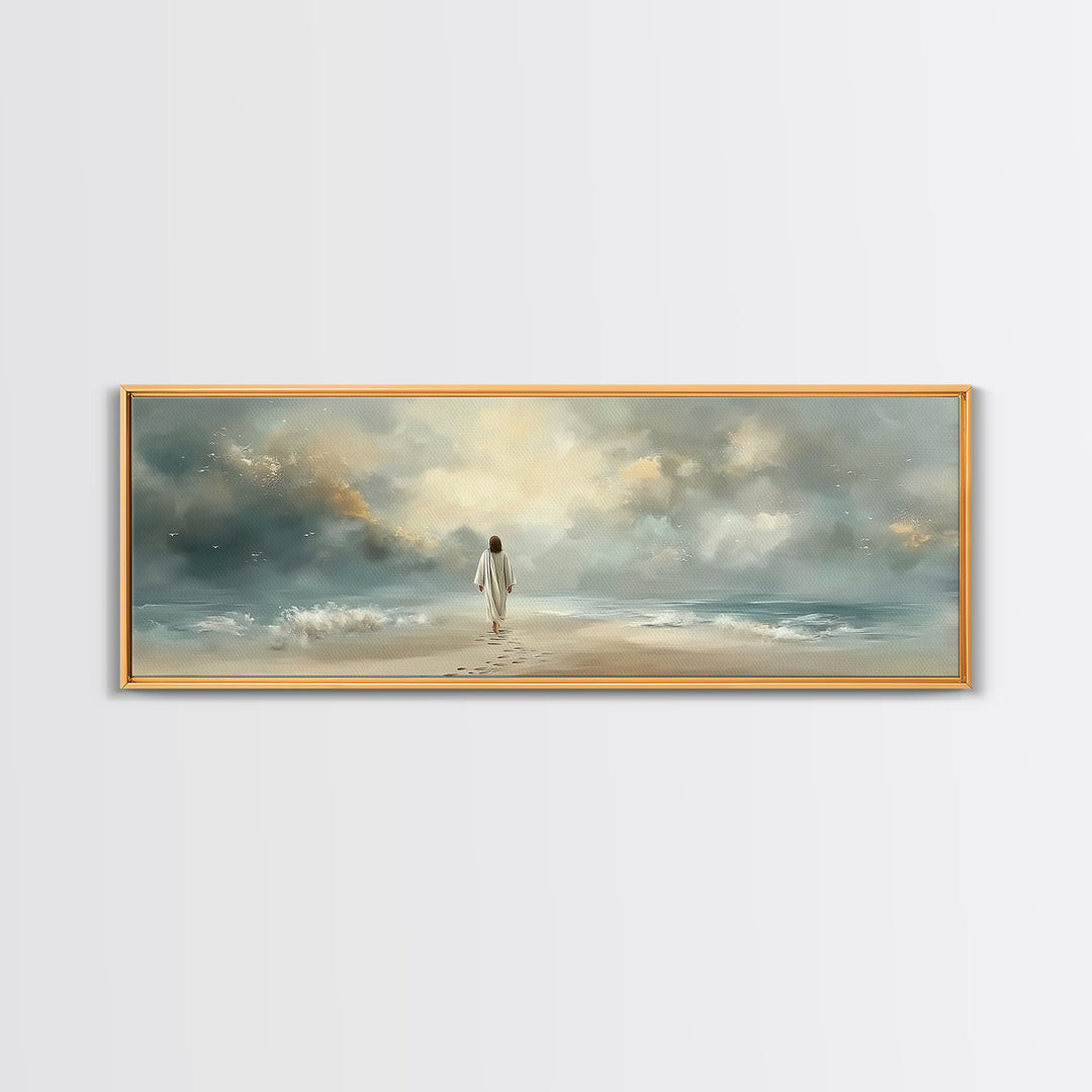 Dawn Of Mercy | Framed Canvas Print | Panoramic Frame | Christian Art Canvas | Jesus Painting | Christian Christmas Art | Christian Decor