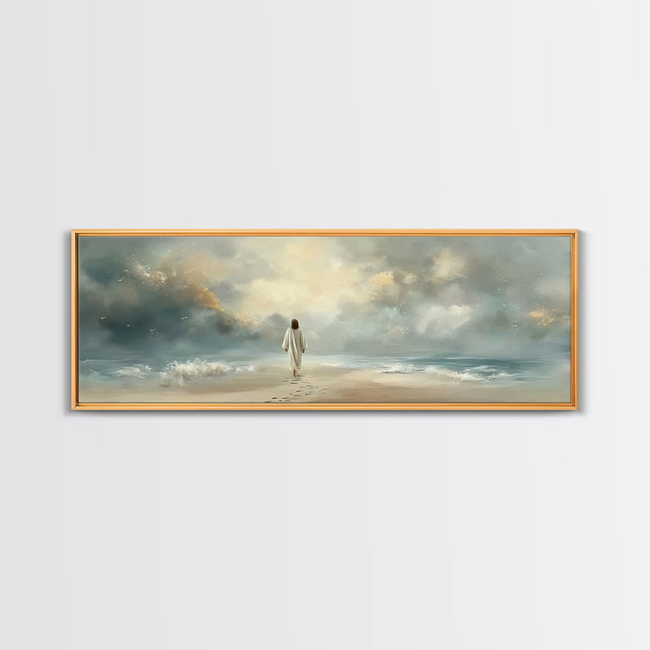 Dawn Of Mercy | Framed Canvas Print | Panoramic Frame | Christian Art Canvas | Jesus Painting | Christian Christmas Art | Christian Decor