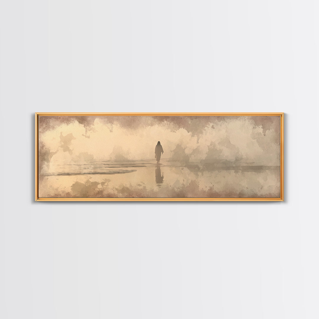 Desert Dawn Path – Framed Canvas Print – Christian Wall Art – Jesus Painting – Panoramic Art – Christian Art Canvas – Christmas Art