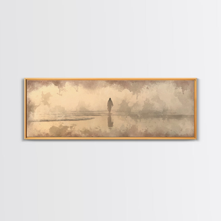 Desert Dawn Path – Framed Canvas Print – Christian Wall Art – Jesus Painting – Panoramic Art – Christian Art Canvas – Christmas Art