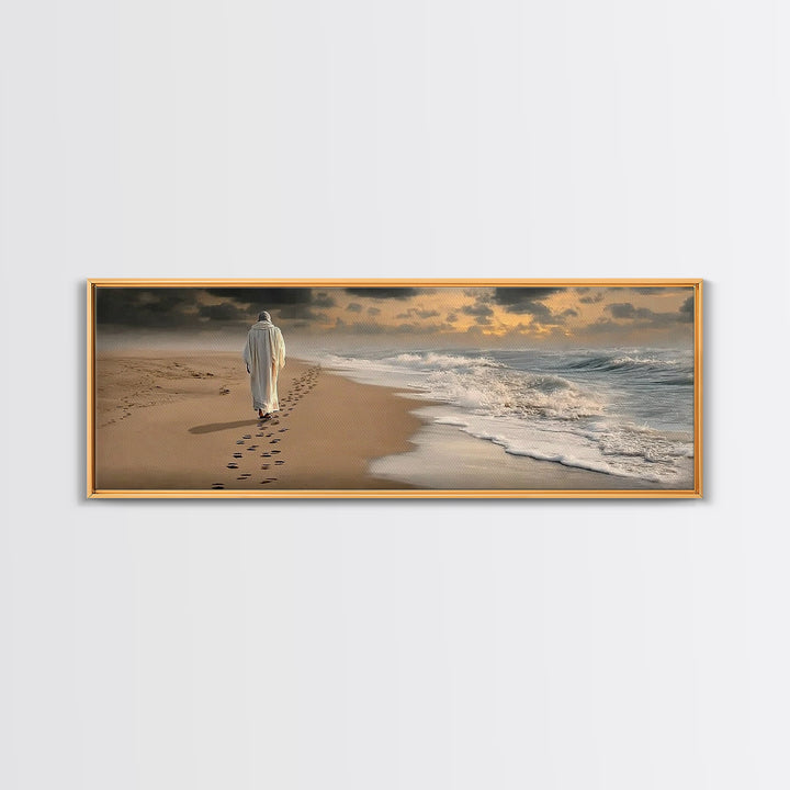 Steps Of Hope, Framed Canvas Print, Jesus Painting, Christian Wall Art, Panoramic Wall Art, Christian Art Canvas, Christmas Art