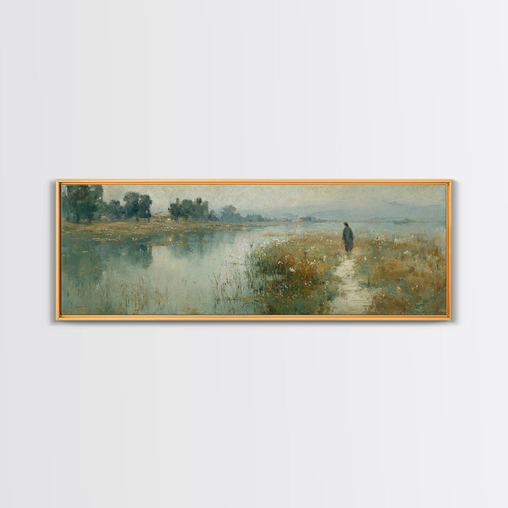 Valley Of Peace | Framed Canvas Print | Christian Art Canvas | Panoramic Art | Jesus Painting | Christian Wall Art | Christmas Art