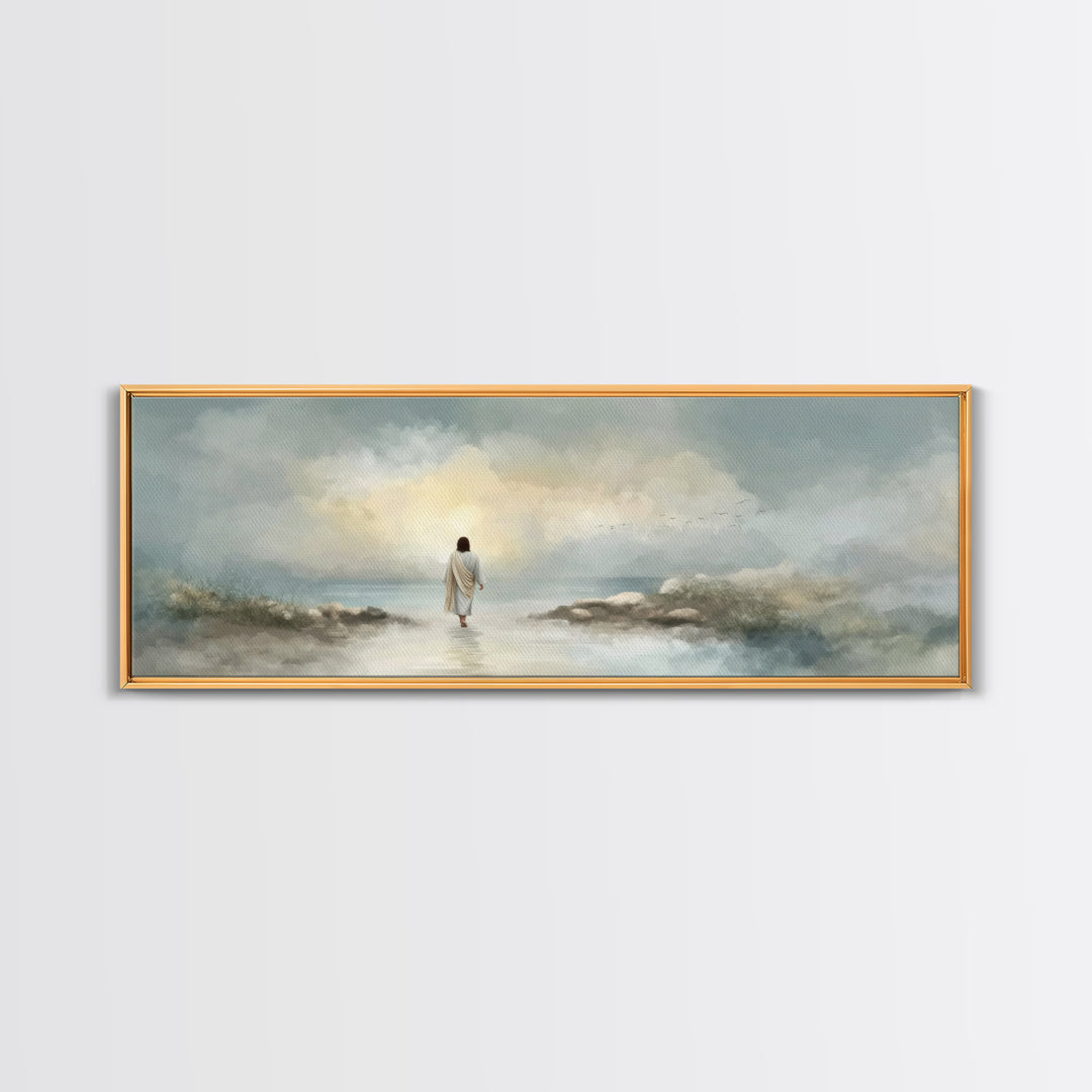 Beacon Of Dawn – Framed Canvas Print – Panoramic Art – Christian Wall Art – Christian Art Canvas – Jesus Painting – Christian Christmas Art
