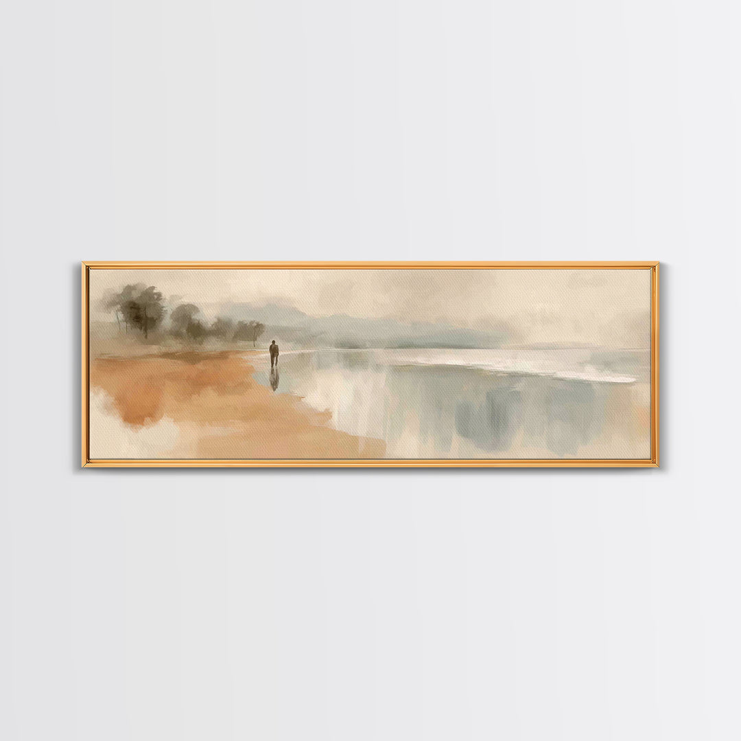 Soft Shore Peace, Framed Canvas Print, Panoramic Wall Art, Christian Art Canvas, Jesus Painting, Christian Wall Art, Christian Christmas Ar
