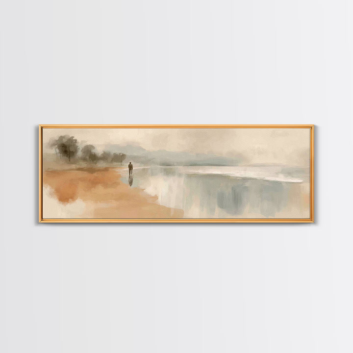 Soft Shore Peace, Framed Canvas Print, Panoramic Wall Art, Christian Art Canvas, Jesus Painting, Christian Wall Art, Christian Christmas Ar