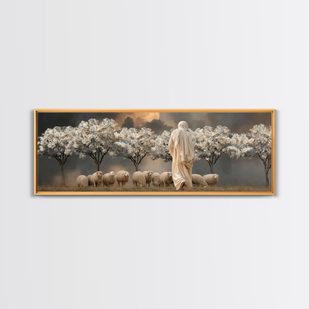 Twilight Orchard Calling | Framed Canvas Print | Panoramic Print | Christian Art Canvas | Christian Wall Art | Jesus Painting | Christmas A