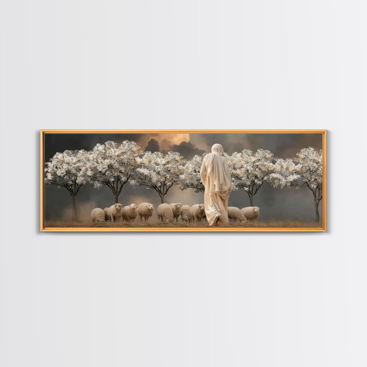 Twilight Orchard Calling | Framed Canvas Print | Panoramic Print | Christian Art Canvas | Christian Wall Art | Jesus Painting | Christmas A