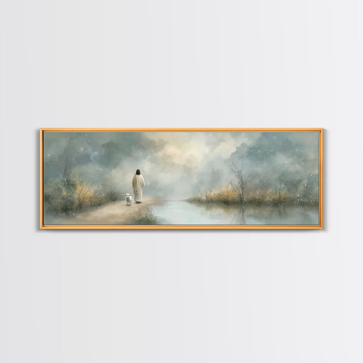 Starry Fields Promise | Framed Canvas Print | Christian Art Canvas | Jesus Painting | Panoramic Frame | Christian Wall Art | Christmas Art