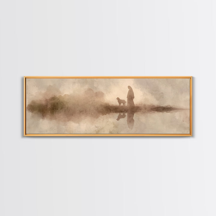 Desert Light Walk – Framed Canvas Print – Christian Wall Art – Panoramic Painting – Jesus Art Canvas – Christian Art Print – Christmas Wall