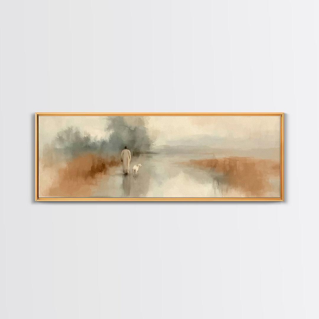 Quiet Journey Home – Framed Canvas Print – Panoramic Art – Christian Wall Art – Jesus Painting – Christian Christmas Art – Christian Decor