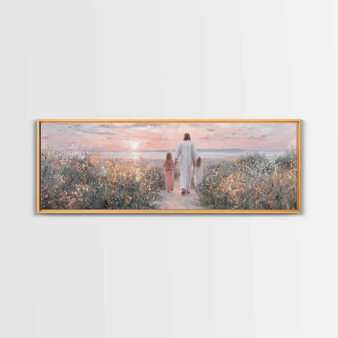 Walk In The Light – Framed Canvas Print – Panoramic Print – Jesus Painting – Christian Art Canvas – Christian Wall Art – Christian Gift Ide
