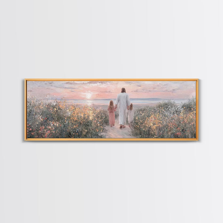 Walk In The Light – Framed Canvas Print – Panoramic Print – Jesus Painting – Christian Art Canvas – Christian Wall Art – Christian Gift Ide