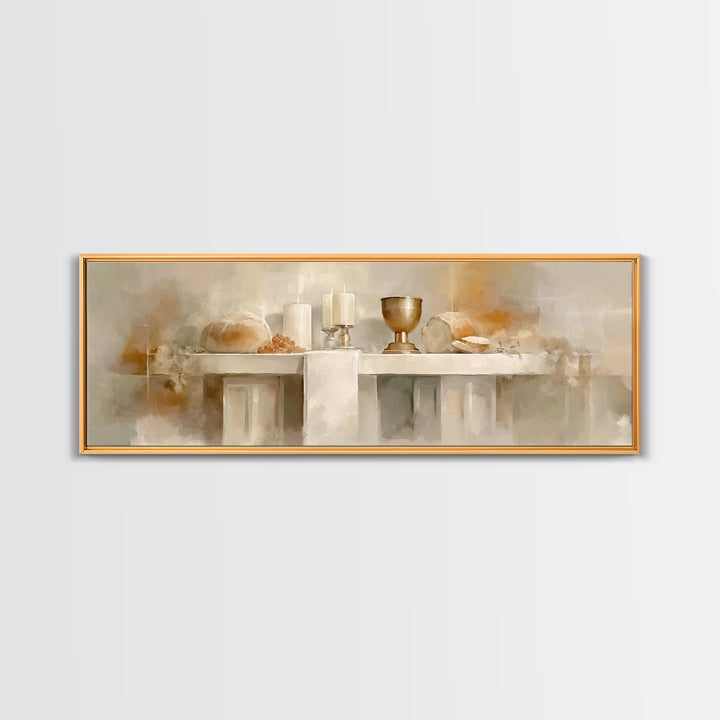 Bread Of Blessing | Framed Canvas Print | Panoramic Wall Art | Christian Art Canvas | Christian Wall Art | Christmas Art | Christian Decor