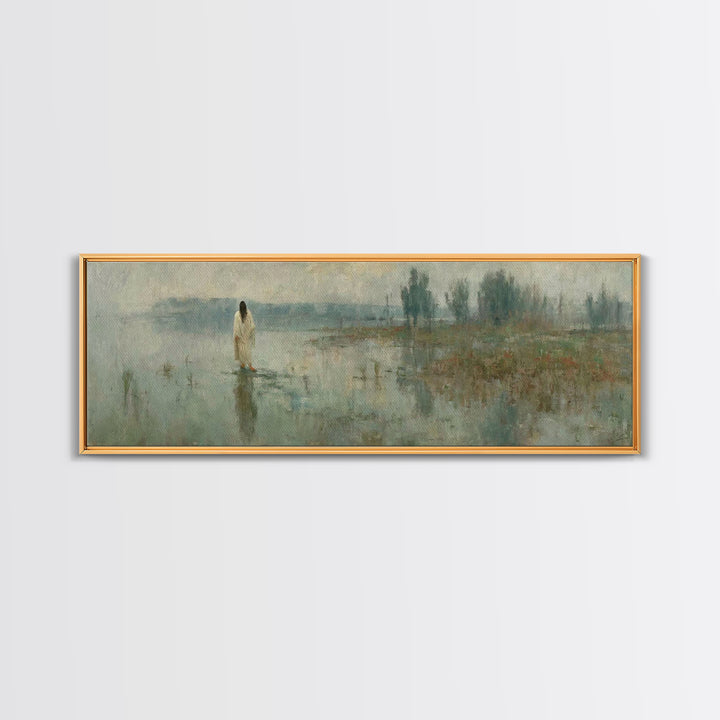 Divine Reflection – Framed Canvas Print – Extra Wide Art – Christian Art Print – Jesus Canvas Art – Christian Gift – Christmas Wall Art
