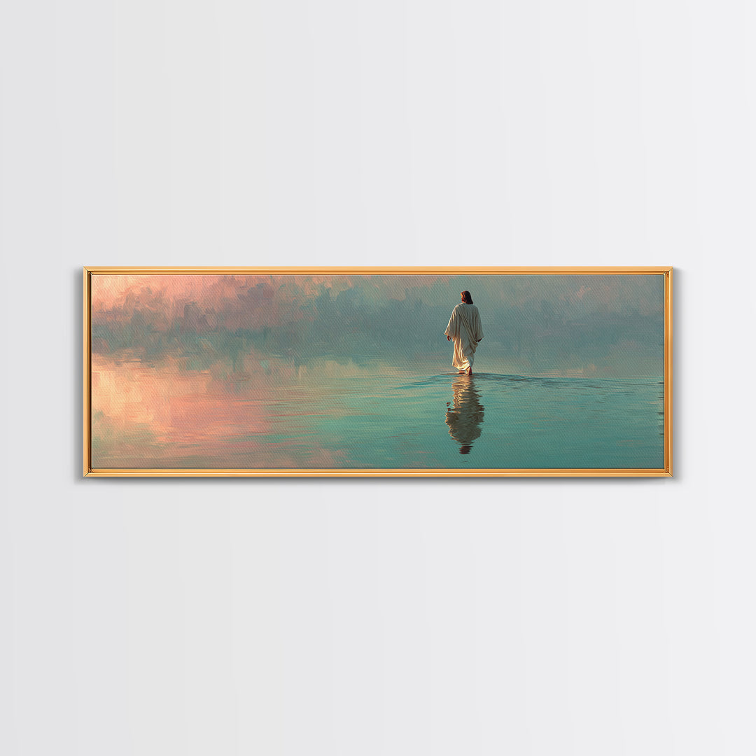 Waves Of Mercy – Framed Canvas Print – Panoramic Art – Christian Wall Art – Jesus Painting – Christian Art Canvas – Christian Decor
