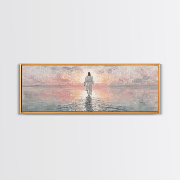Dawn Of Hope, Framed Canvas Print, Panoramic Print, Christian Painting, Jesus Art Print, Christian Decor, Christian Gift Ideas