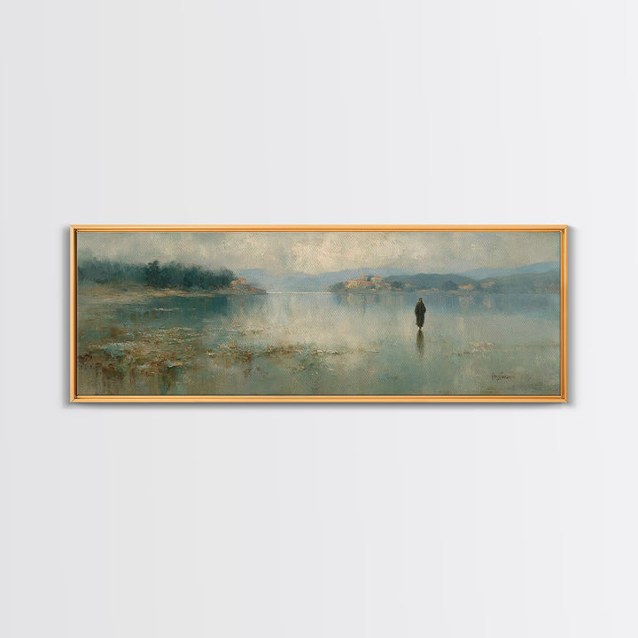Sacred Stillness | Framed Canvas Print | Panoramic Art | Christian Art Canvas | Jesus Painting | Christmas Art | Christian Wall Art