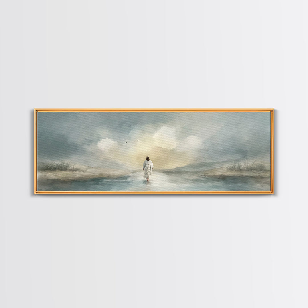 Evening Refuge – Framed Canvas Print – Panoramic Painting – Christian Art Print – Jesus Canvas Art – Christian Gift – Christmas Wall Art