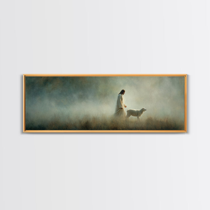 Shepherd’s Path | Framed Canvas Print | Panoramic Art | Christian Decoration | Jesus Canvas Art | Christian Wall Art | Christian Art