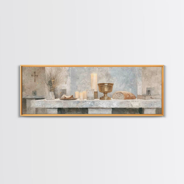 Quiet Altar Grace – Framed Canvas Print – Panoramic Frame – Christian Wall Art – Christian Art Canvas – Subtle Christian Art – Christian De