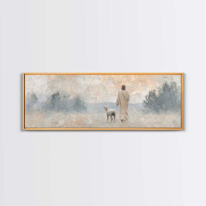 Heavenly Calm | Framed Canvas Print | Panoramic Wall Art | Christian Art Print | Jesus Canvas Art | Christian Christmas Art | Modern Christ