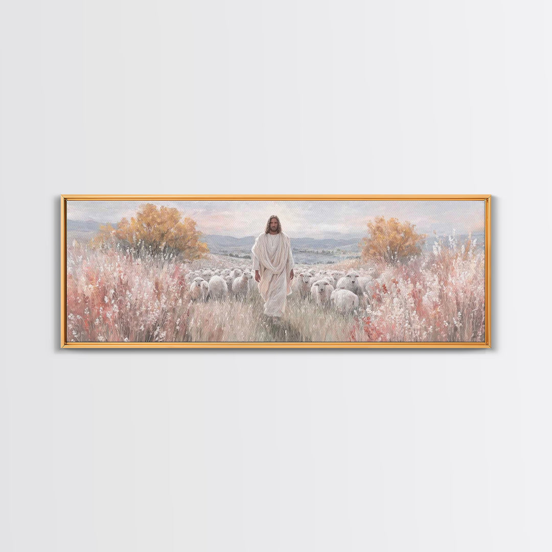 Radiant Shepherd Promise – Framed Canvas Print – Panoramic Art – Christian Wall Art – Jesus Art Print – Christian Canvas Art – Christmas Ar