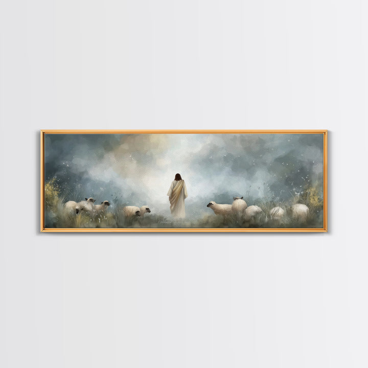 Blessed Autumn Path – Framed Canvas Print – Panoramic Painting – Christian Wall Art – Jesus Canvas Art – Christmas Wall Art – Christian Dec