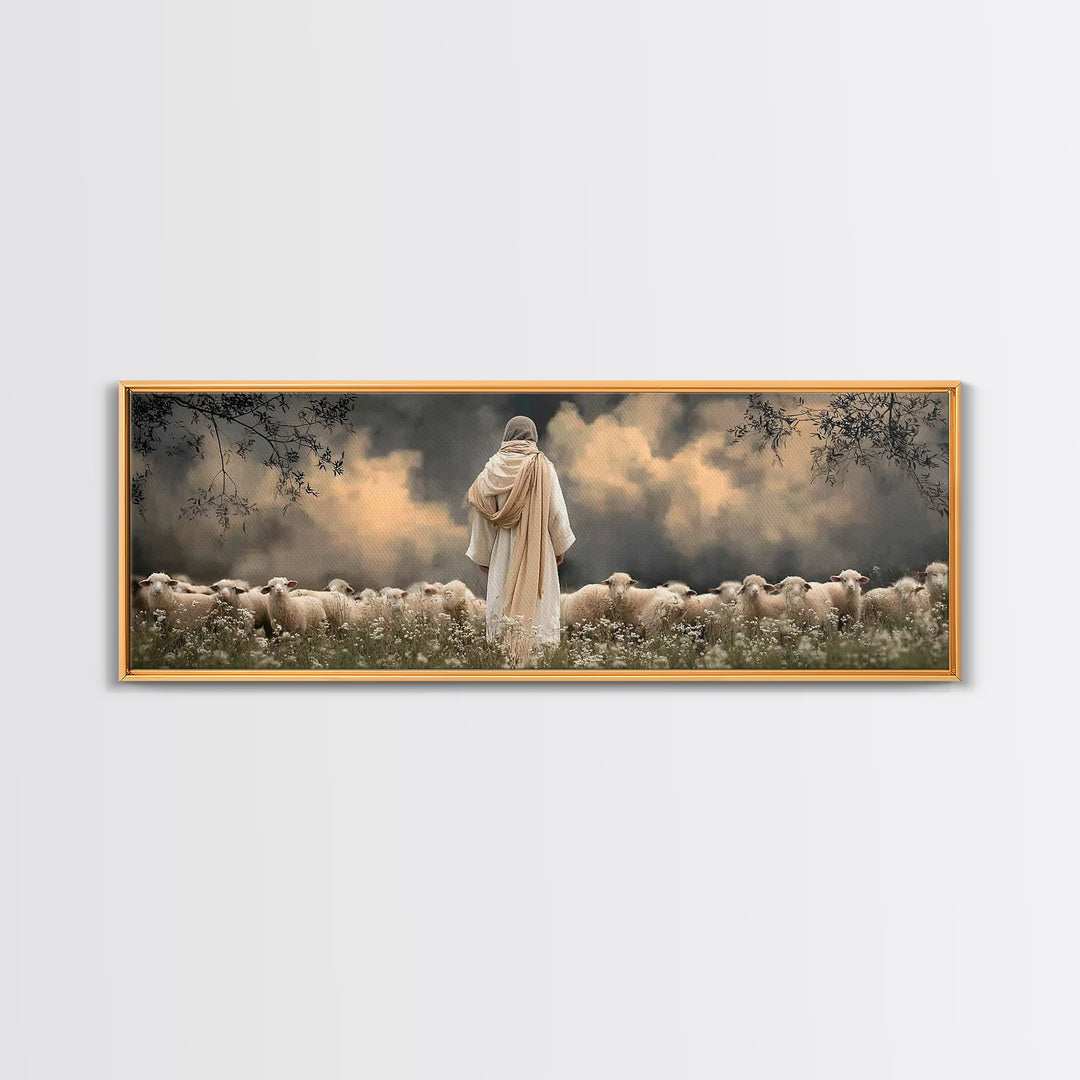 Still Waters Glory – Framed Canvas Print – Panoramic Wall Art – Christian Art Canvas – Jesus Art Print – Moody Christmas Art – Christian De