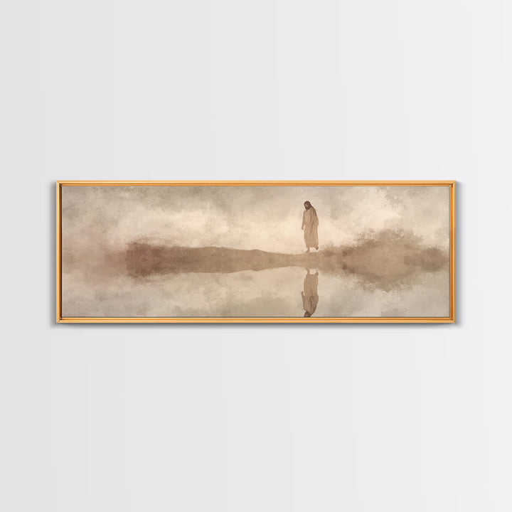 Heaven’s Guiding Shore | Framed Canvas Print | Panoramic Frame | Christian Wall Art | Jesus Painting | Christian Christmas Decor | Modern C