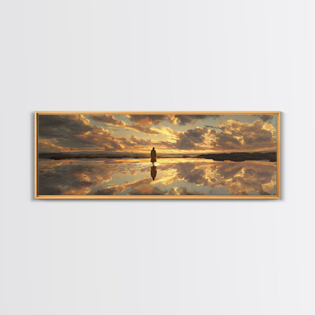 Reflections Of Peace, Framed Canvas Print, Panoramic Painting, Christian Art Canvas, Jesus Wall Art, Christian Art Print, Christian Christm