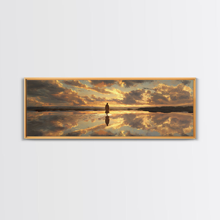 Reflections Of Peace, Framed Canvas Print, Panoramic Painting, Christian Art Canvas, Jesus Wall Art, Christian Art Print, Christian Christm