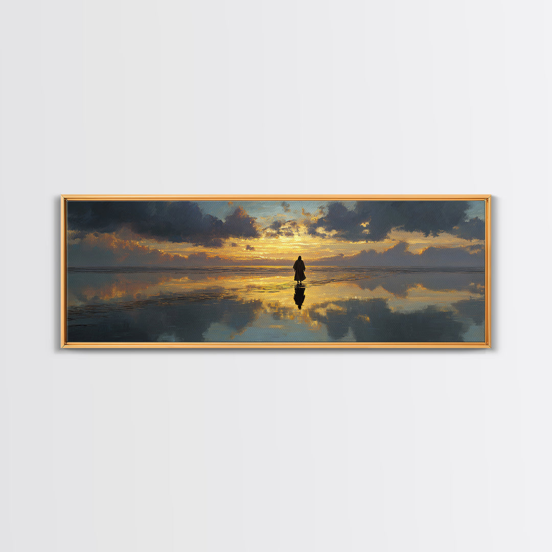 Sunset Promise Path – Framed Canvas Print – Panoramic Art – Christian Art Canvas – Large Jesus Painting – Christmas Art Work – Christian De