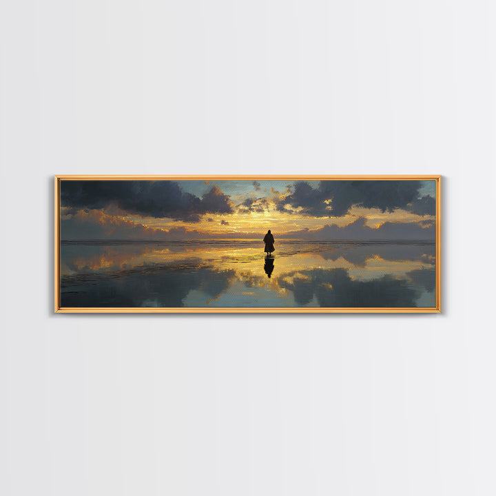 Sunset Promise Path – Framed Canvas Print – Panoramic Art – Christian Art Canvas – Large Jesus Painting – Christmas Art Work – Christian De