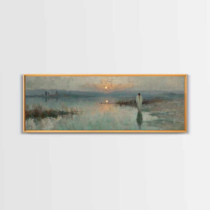 Heavenly Stillness, Framed Canvas Print, Christian Art Canvas, Panoramic Wall Art, Jesus Painting, Christian Wall Art