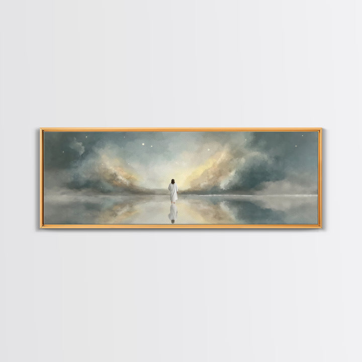 Gentle Promise, Framed Canvas Print, Panoramic Art, Christian Wall Art, Christian Art Canvas, Jesus Painting