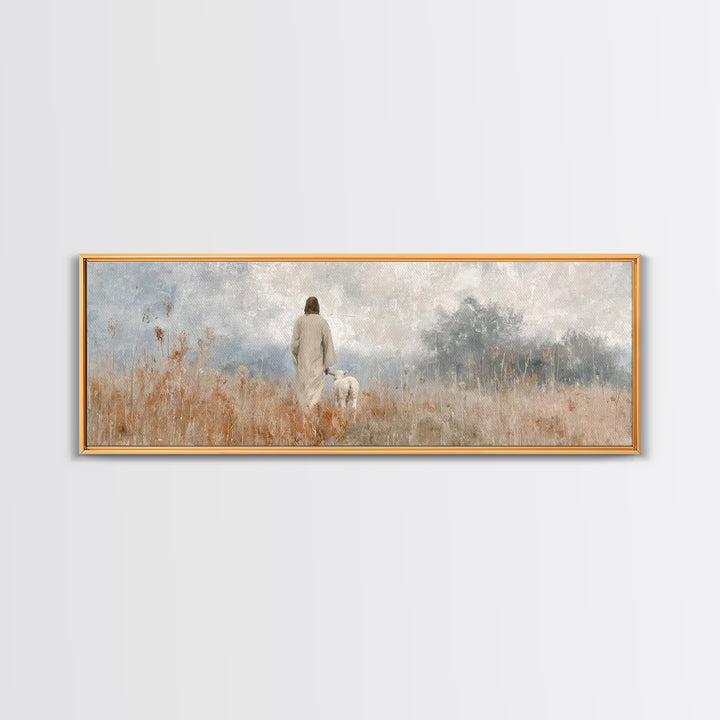 Quiet Meadow Grace | Framed Canvas Print | Panoramic Painting | Christian Art Canvas | Jesus Painting | Christian Wall Art
