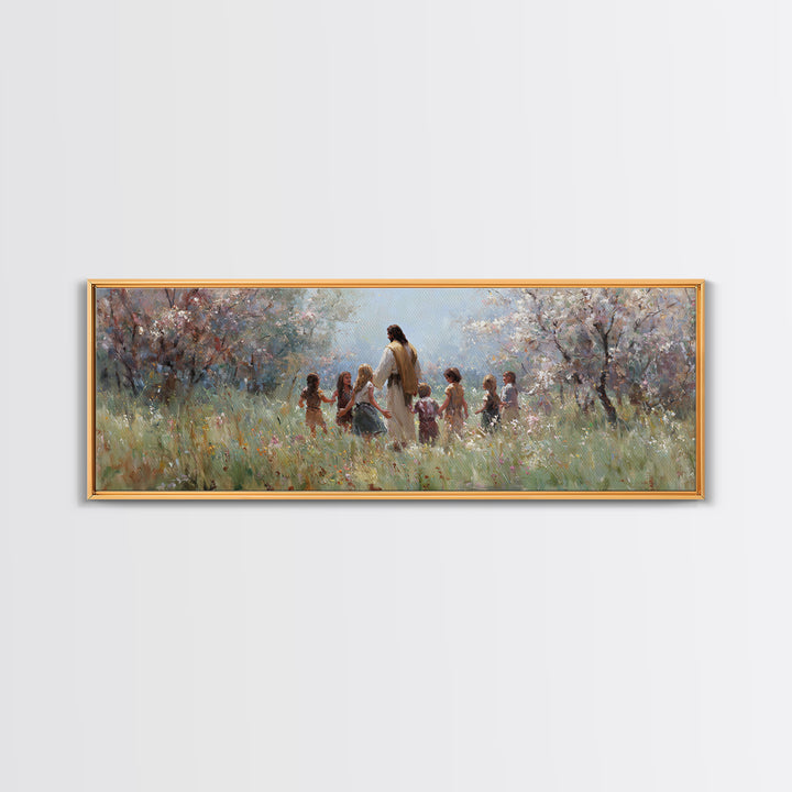 Garden Of Light – Framed Canvas Print – Christian Art Canvas – Panoramic Painting – Christian Wall Art – Jesus Painting