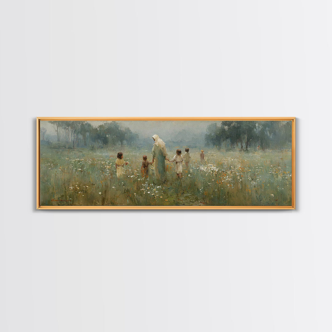 Garden of Peace – Framed Canvas Print – Panoramic Art – Christian Wall Art – Christian Art Canvas – Jesus Painting – Christian Decor – Chri