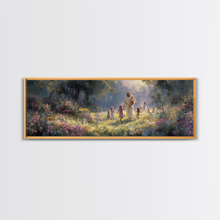 Fields of Blessing, Framed Canvas Print, Panoramic Print, Christian Wall Art, Christian Art Canvas, Jesus Painting, Christian Christmas Art
