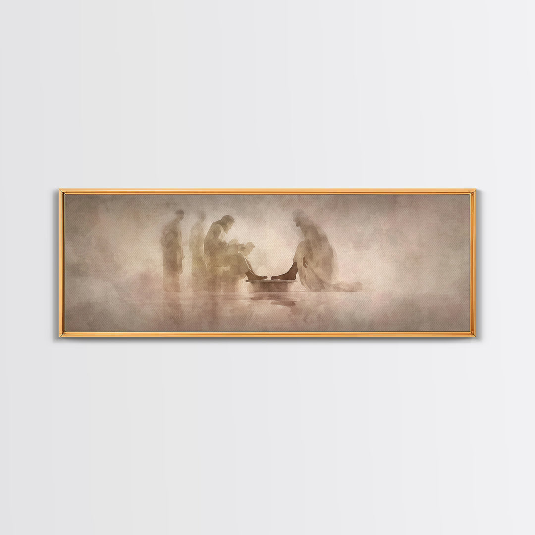 Humble Servant Hands – Framed Canvas Print – Panoramic Painting – Christian Wall Art – Christian Art Canvas – Jesus Painting – Christian Ar