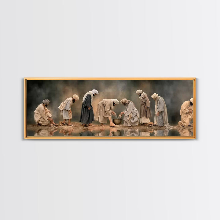 Sacred Fellowship, Framed Canvas Print, Panoramic Art, Christian Wall Art, Christian Art Canvas, Jesus Painting, Christian Decor, Christian