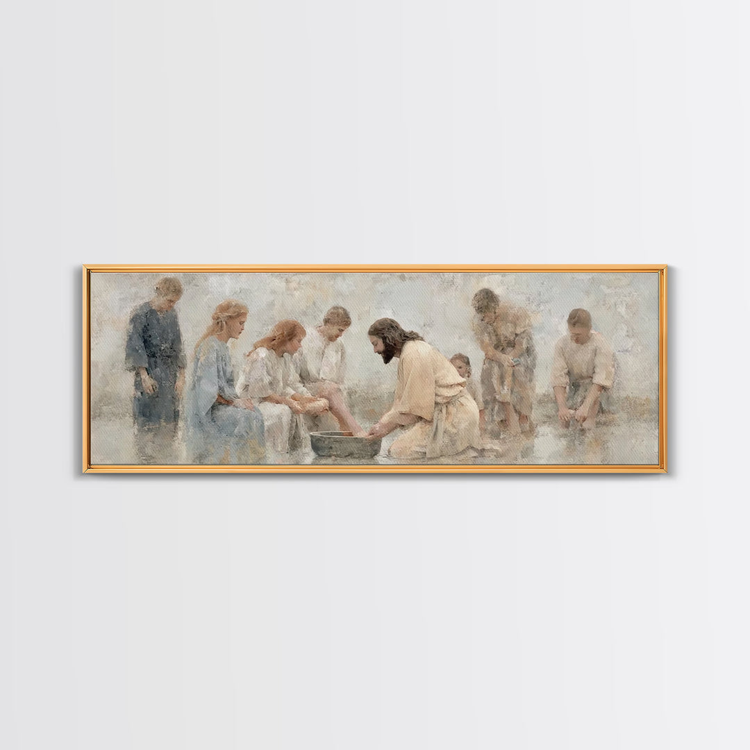 Gathered in Faith | Framed Canvas Print | Panoramic Print | Christian Art Canvas | Christian Wall Art | Jesus Painting | Christian Decor |