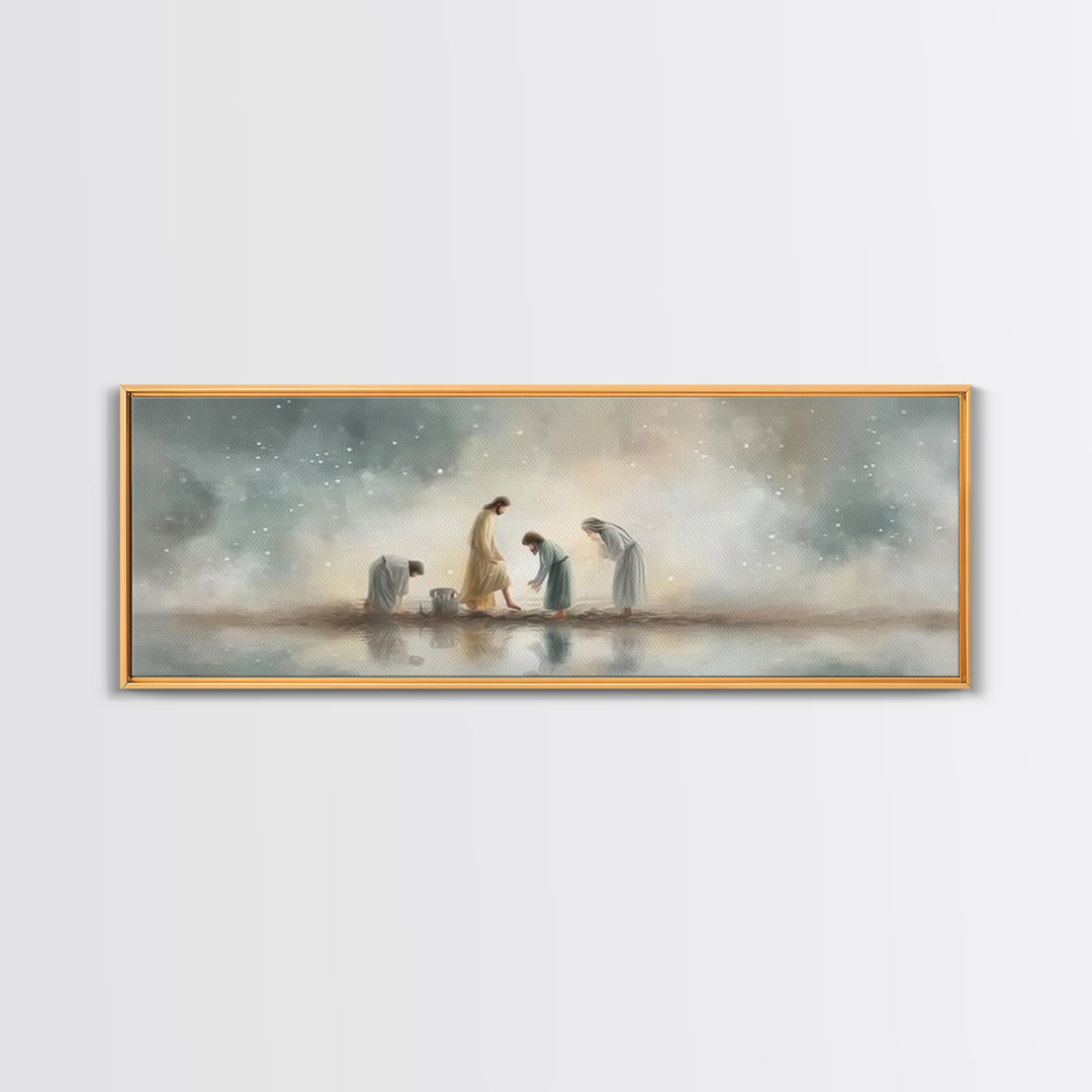 Heavenly Refuge | Framed Canvas Print | Panoramic Frame | Christian Art Canvas | Christian Wall Art | Jesus Painting | Christian Christmas