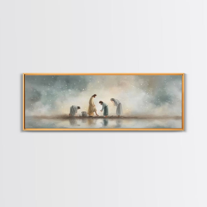 Heavenly Refuge | Framed Canvas Print | Panoramic Frame | Christian Art Canvas | Christian Wall Art | Jesus Painting | Christian Christmas