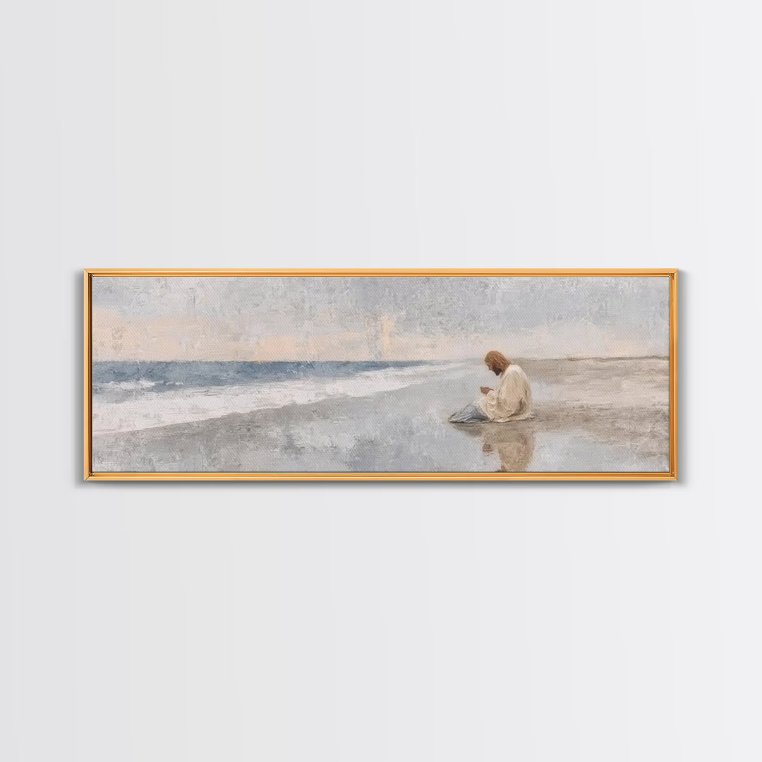 Morning Of Mercy, Framed Canvas Print, Christian Wall Art, Panoramic Painting, Jesus Art Print, Christian Art Canvas, Christmas Art
